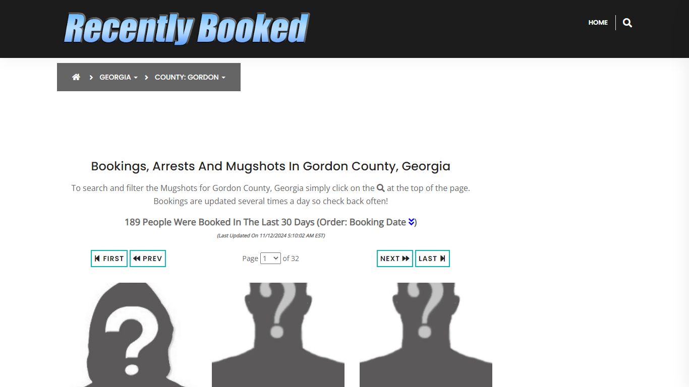 Bookings, Arrests and Mugshots in Gordon County, Georgia - Recently Booked