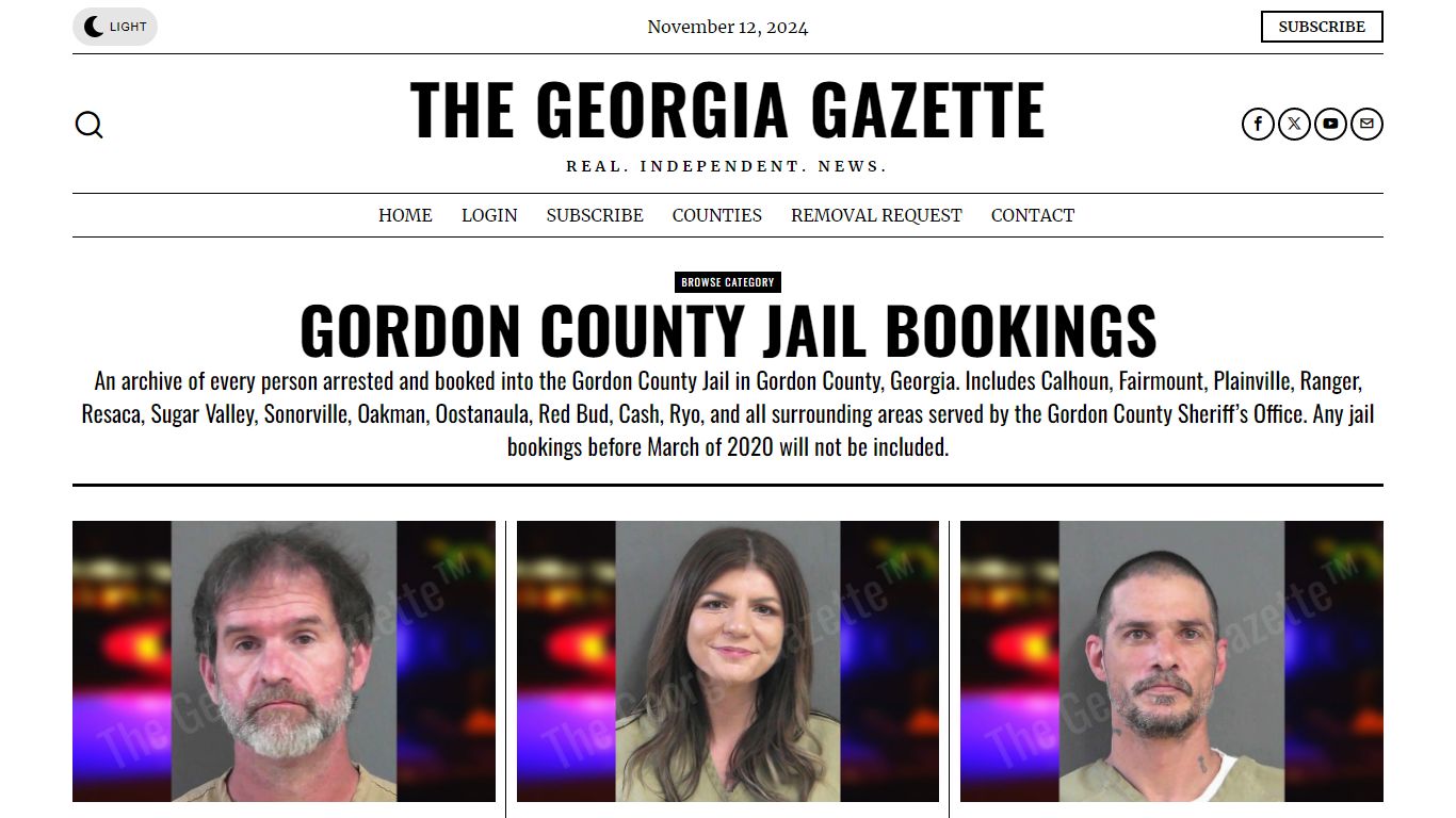 Gordon County Jail Bookings - The Georgia Gazette